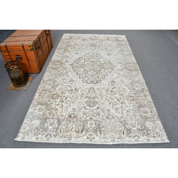 Beige Kitchen Rugs, Vintage Rug, Antique Rugs, 5.1x9 ft Large Rugs, Rugs For Bedroom, Turkish Rug, Decorative Living Room Rugs