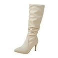 thumbnail image 1 of Beige Knee-High Boots With Flat Sole For Women, Chic Design For Cool Weather, Comfortable Fit For All-Day Wear, 1 of 9