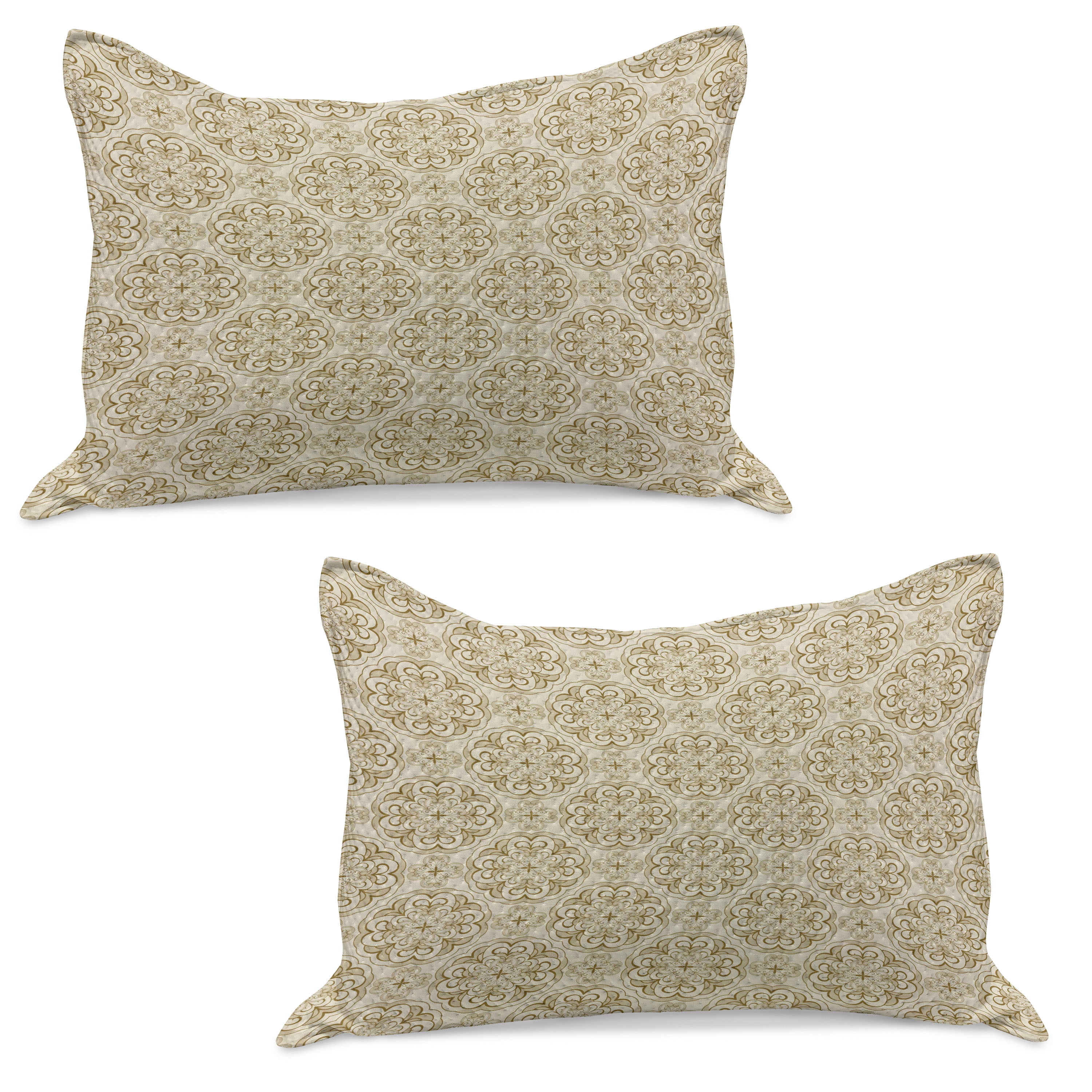 Dramatic Pillows Beige Knitted Quilt Pillowcover Set of 2, Baroque Floral Motif Western ...