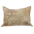thumbnail image 1 of Beige Knitted Quilt Pillowcover, Small Large Ginkgo Leaves Pattern Dramatic Dated Fossil Maidenhair Tree Nature Art, Standard King Size Pillow Cover for Bedroom, 36" x 20", Beige Brown, by Ambesonne, 1 of 2