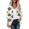 thumbnail image 1 of Beige Lace Kimono Cardigan,Kimono Cardigans for Women Summer Short Chiffon Floral Sun Cover Up Top Lightweight Boho Shawl Beach Open Front, 1 of 3