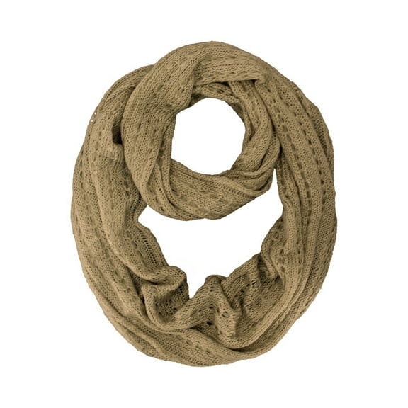 Beige Lacey Knit Infinity Scarf