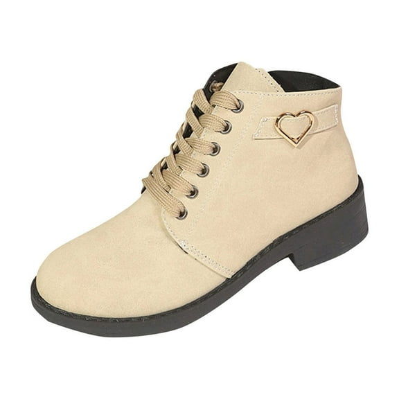 Beige Ladies Ankle Boots With Suede Finish Block Heel Versatile For Casual And Dressy Occasions