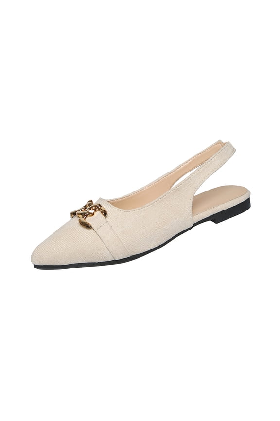 Beige Ladies Casual Pointed Toe Flats Flexible Sole For Easy Everyday Spring Summer Wear