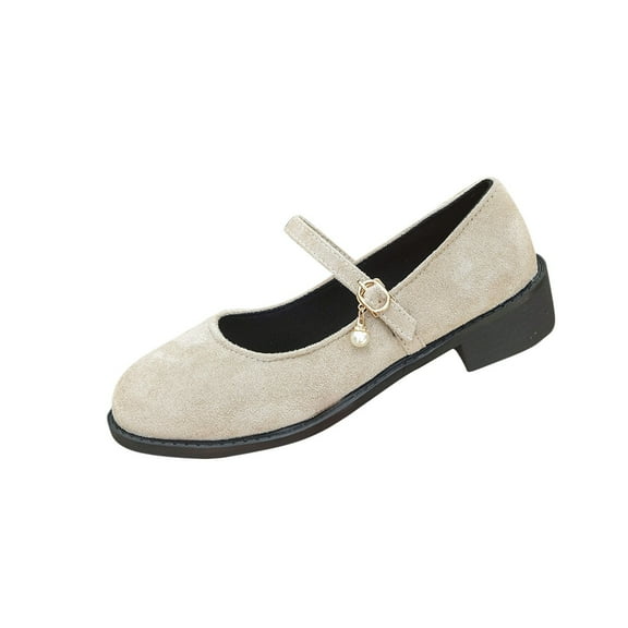 Beige Ladies Fashion Square Toe Shoes With Comfortable Design For Outdoor And Indoor Wear