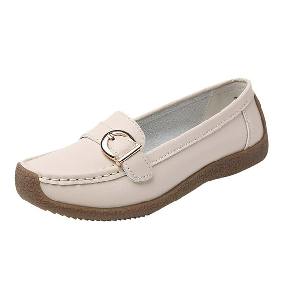 Beige Ladies Fashion Versatile Soft Sole Loafers Featuring Spring Summer Design Fashionable And Comfortable Flat Wear