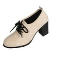thumbnail image 1 of Beige Ladies Fashion Winter Heels With Round Toe Design And 3 Inch Thick Heel Suitable For Various Occasions, 1 of 9