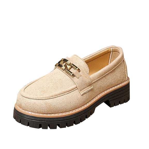 Beige Ladies Fashionable Soft Sole Low Heel Breathable Minimalist Style Solid Color Metal Chain One Foot Kick Shallow Mouth Lazy Shoes For Comfort