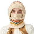 thumbnail image 1 of Beige Ladies' Knitted Balaclava With Color Block Design And Soft Fabric For Cold Days, 1 of 5