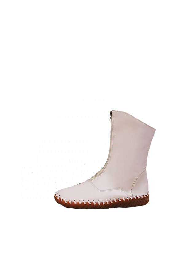Beige Ladies Mesh Low Heel Booties Breathable Zipper Casual Ankle Boots Lightweight For Daily Walking