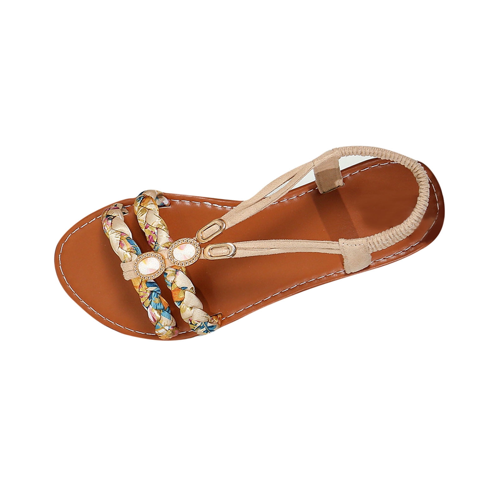 Beige Ladies Round Head Comfy Sandals, 1 Cm Heel For Outdoor Fun And ...