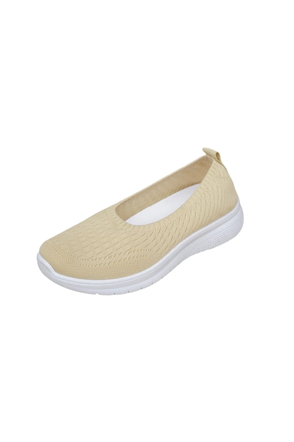 Beige Ladies Wedge Sandals Slip On Comfortable Casual Spring Summer Soft Sole Style