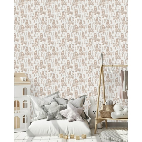 Beige Lamas Wallpaper Pre-Pasted - 25"W x 225"H