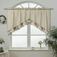 thumbnail image 1 of Beige Lattice Valance Curtain Head Cherry Design Small Short Triangular Curtain Kitchen Office Cafe Partition Home Decoration, 1 of 7