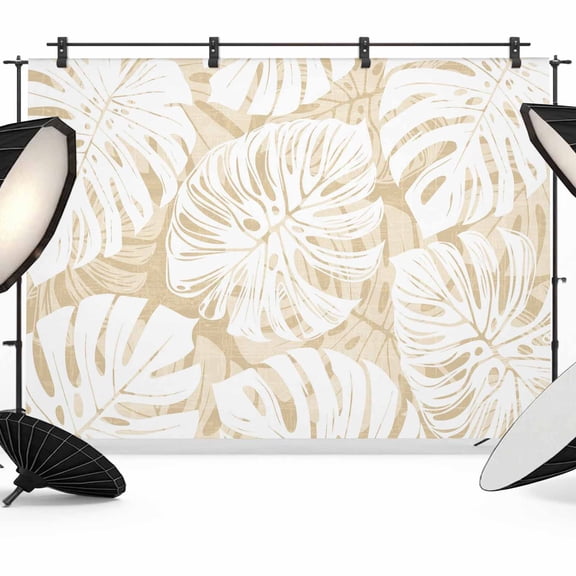 Beige Leaf Backdrop for Photography, Tropical Country Watercolor Jungle Botanical Leaves Photo Backdrop Portrait Background Party Banner Photo Backgrounds for Studio Booth Props, 10x8ft