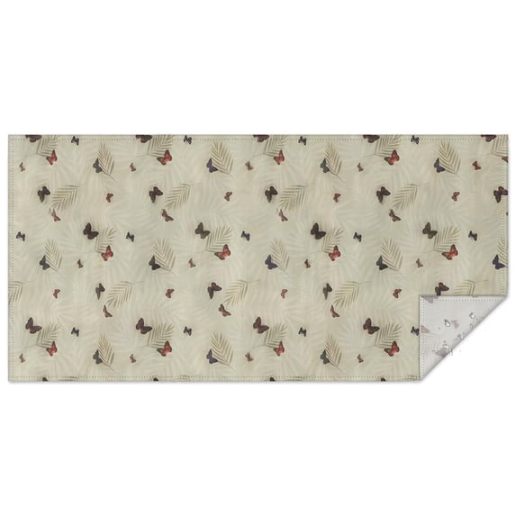 Beige Leaf Butterfly Pattern Rectangle Tablecloth 60"x120",Waterproof Polyester Rectangle Table Cloth, Wipeable Spillproof Polyester Tablecloth for Dining, Camping, Indoor and Outdoor