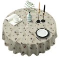 thumbnail image 1 of Beige Leaf Butterfly Pattern Round Tablecloth 60"x60",Wrinkle Wipeable Table Cloth for Kitchen Dining Room Picnic Patio Party, 1 of 6