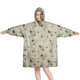 thumbnail image 1 of Beige Leaf Butterfly Pattern Wearable Oversized Blanket,Wearable Blanket Hoodie for Adults,Cozy Hooded Blankets with Super Pockets,Super Warm Fuzzy Pullover for Women & Men, 1 of 6