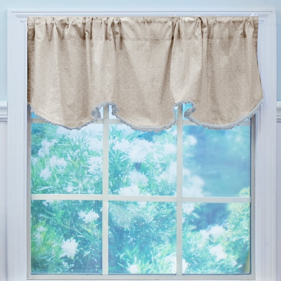 Beige Leaf Print Window Valance