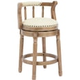 thumbnail image 1 of Beige Leather Bar Stool 26 Inch Height Swivel Seat with Wood Frame for Kitchen Counter, 1 of 10