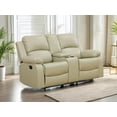 thumbnail image 1 of Beige Leather Recliner Loveseat Luxurious Seating with Leather Finish, Ergonomic Design, and Adjustable Backrest, Small Spaces/RVs, Home Theaters, Houses, and Offices., 1 of 6