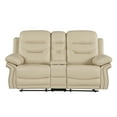 thumbnail image 1 of Beige Leather Reclining Console - Foam Padding, 8 Spring, Lumbar Comfort With Support Springs, 1 of 5