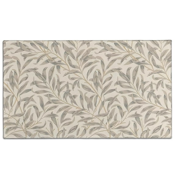 Beige Leaves Crystal Velvet Nonslip Floor Mat, Entryway Doormat Durable Low-Profile Mat Home Decor, Rug Washable Kitchen Bathroom Laundry Bedroom Living Room Doormats 30x17in