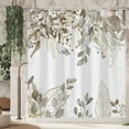 thumbnail image 1 of Beige Leaves Shower Curtain, Beige Weeping Branches Leaves Tree Plants Floral Birds Bathroom Curtain, Spring Natural Botanical Shower Curtain Set with 12 Hooks for Bathroom, 72Wx72L, 1 of 5