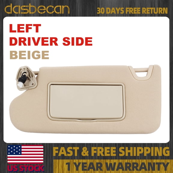 Beige Left Driver Side Sun Visor w/ Light For Nissan Altima 2013-2018 964013TA2A