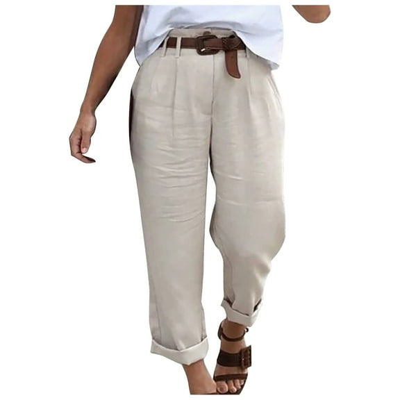 Beige Leggings For Women fashion casual solid color pocket loose Legging Size XL