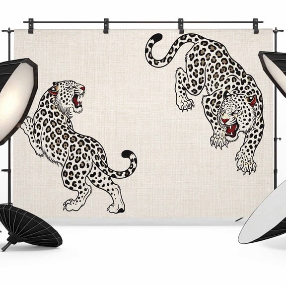 Beige Leopard Photography Backdrop 7x5FT, Modern Style Wild Animal Rustic Linen Texture Photo Backdrops, Background for Photography Studio Photo Studio Background, Back Drop for Photoshoot
