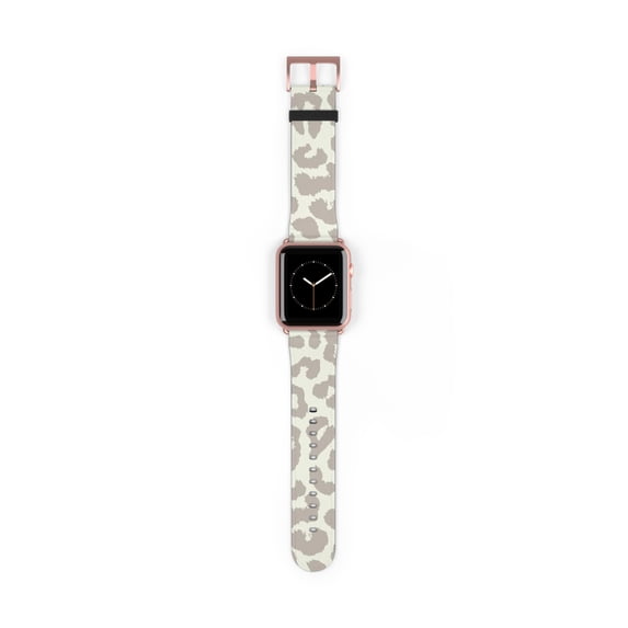 Beige Leopard Print Faux Leather Band For Apple Watch-Series 1-9/SE Devices