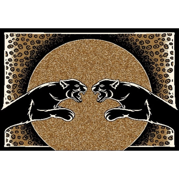 Twin Black Panther Area Rug 4x6 Jaguar Leopard Carpet - Actual 3' 7" x 5' 3"