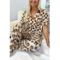 thumbnail image 1 of Beige Leopard Pumpkin Allover Halloween 2pcs Pajama Set, 1 of 9