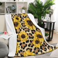 thumbnail image 1 of Beige Leopard Sunflower Pattern Blanket,Comfortable Soft Lamb Wool Throw Blanket,All Season,Warm Lightweight Blankets for Sofa Bed Couch Living Room Chair,50"x60", 1 of 4
