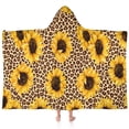thumbnail image 1 of Beige Leopard Sunflower Pattern Hooded Bath Towel，60"x35" for Ages 3 To 12 Kids, Quick Dry Lightweight Soft Microfiber Hood Beach Towel Cover Up for Kids, 1 of 7