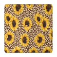 thumbnail image 1 of Beige Leopard Sunflower Pattern Square Fitted Tablecloth with Elastic Edge,Square Table Cover,Washable Elastic Table Cover for Home Kitchen Party Decor 34"x34", 1 of 6