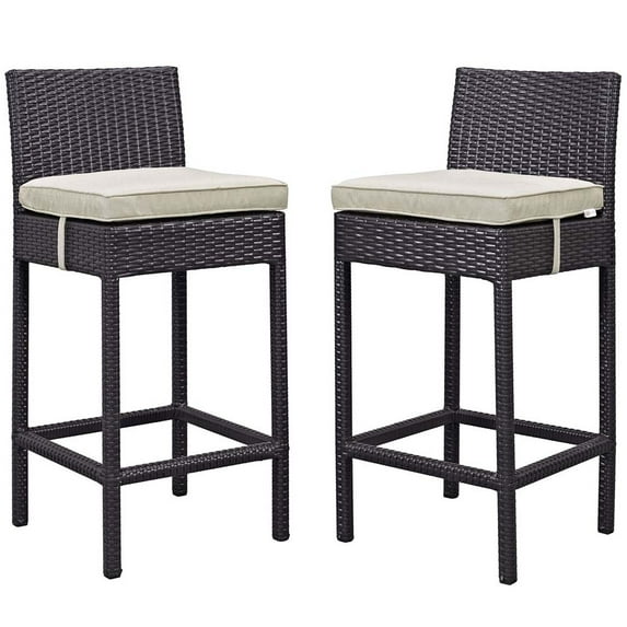 Beige Lift Bar Stool Outdoor Patio Set of 2