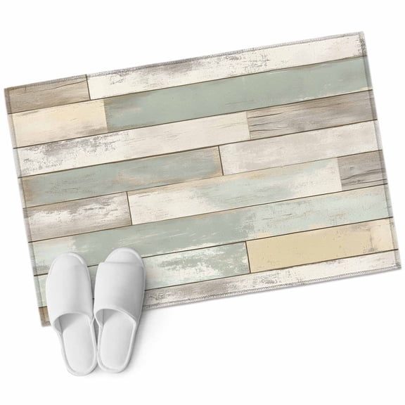 Beige Light Green Large Area Rugs for Bedroom Living Room, Soft Non Slip Carpet Bedside Rug, Farmhouse Wooden Striped Rectangular Floor Cover Kitchen Accent Rug 2'x3' for Dining Room/Office