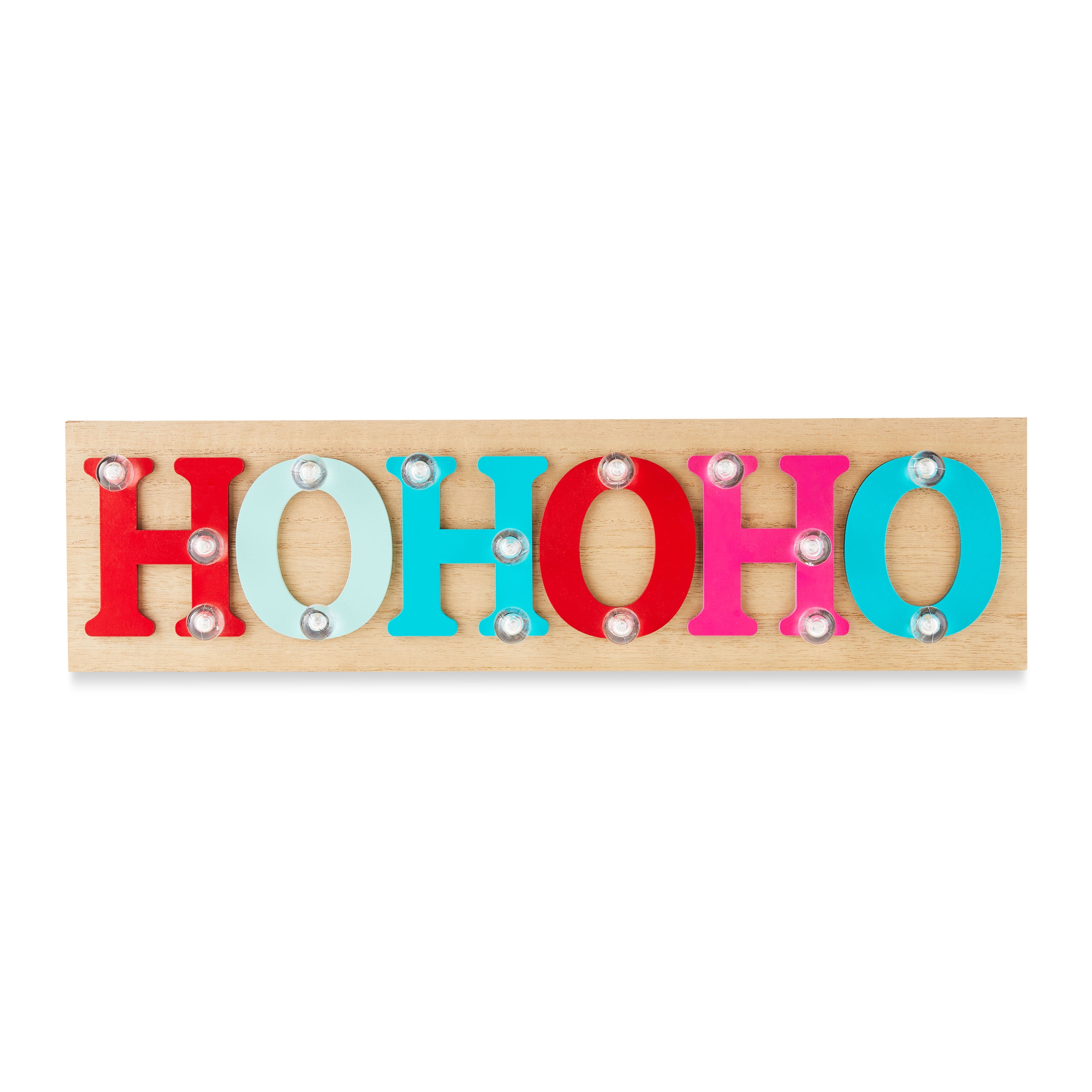 Beige Lightup Wood Ho Ho Ho Sign Tabletop Decor, 4.7 in, by Holiday