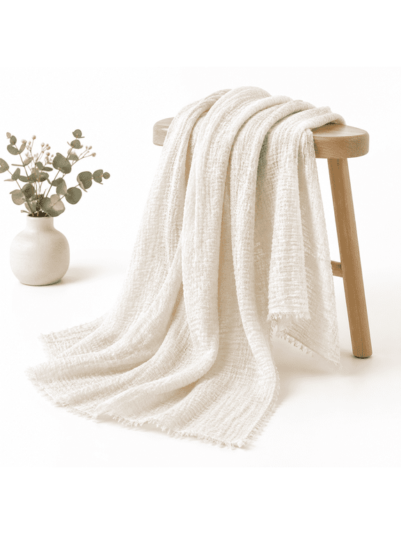 Beige Lightweight Sheer Cotton Linen Blend Shawl Wrap for Evening Dresses and Casual Wear