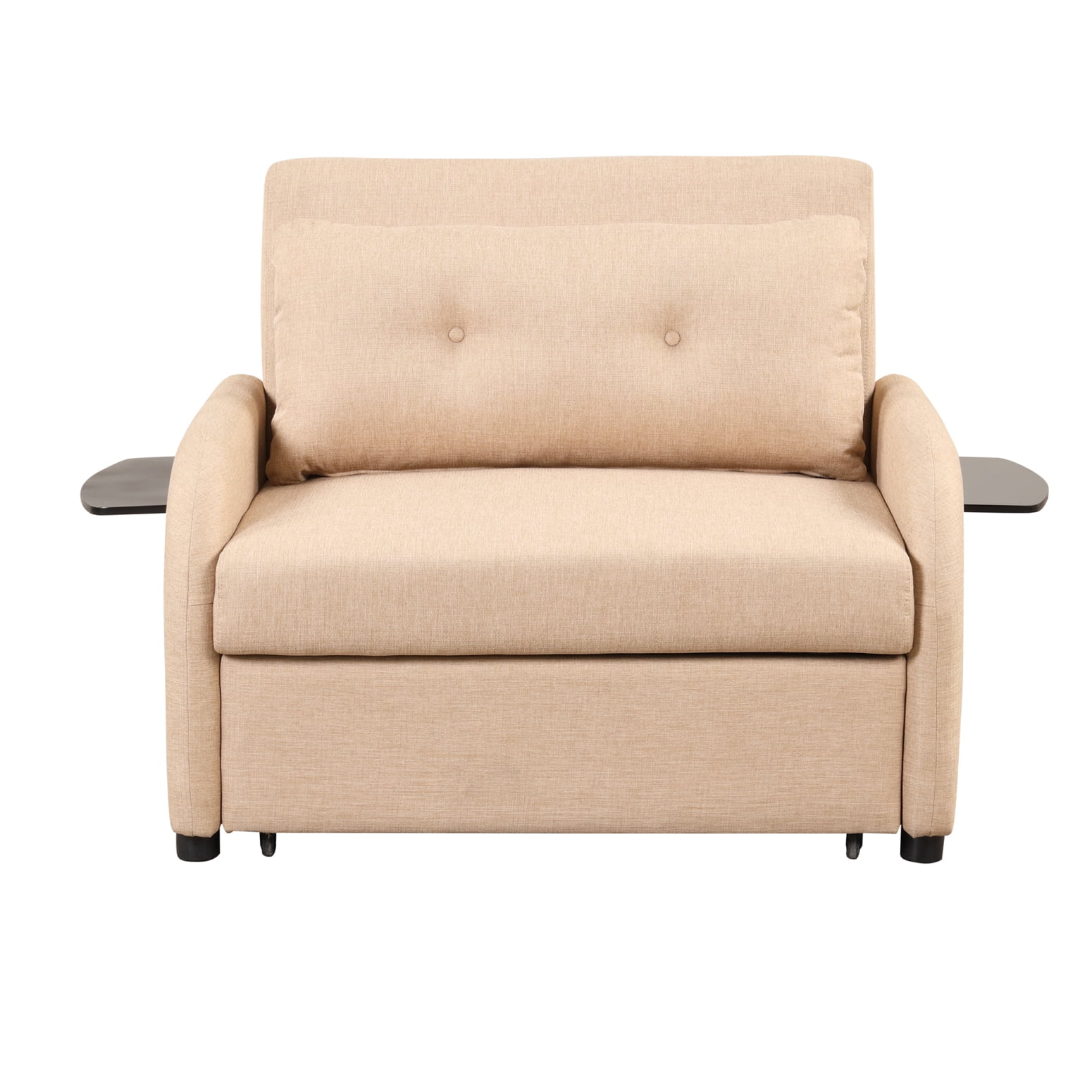 Beige Linen 3in1 PullOut Sofa Sleeper Featuring Wing Table & USB