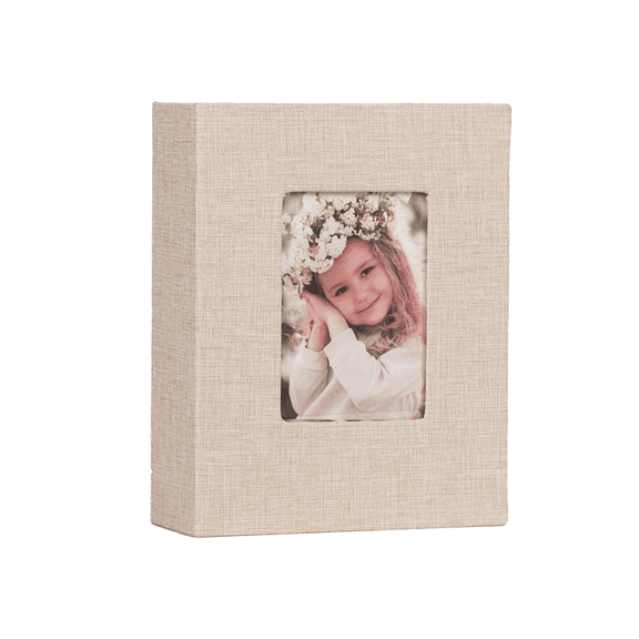 Beige Linen 4×6 Insert Photo Album, 100-Page Single-Pocket Picture Organizer for Home Display & Memory Storage