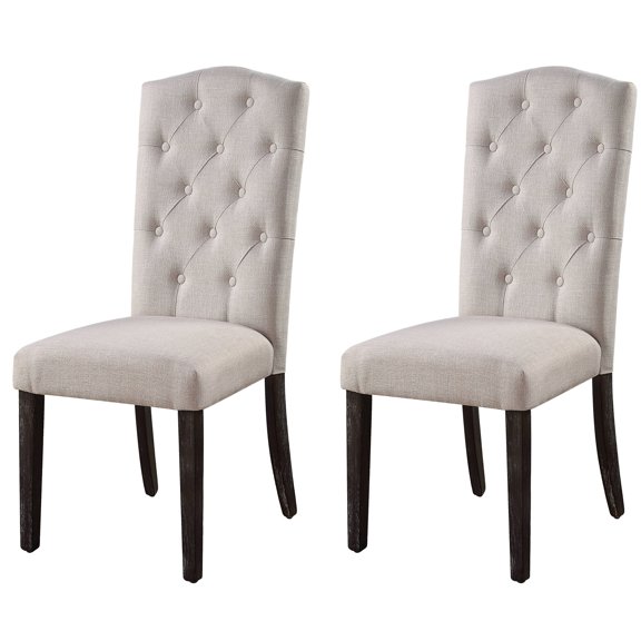 Beige Linen Back Side Chairs, 2 , Modern Look Chairs Of 2 For Dining Room