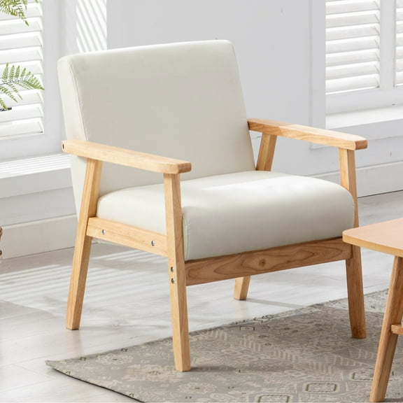 Beige Linen Chair, Design With Solid Wood Frame Support Classy Upholstery, Build