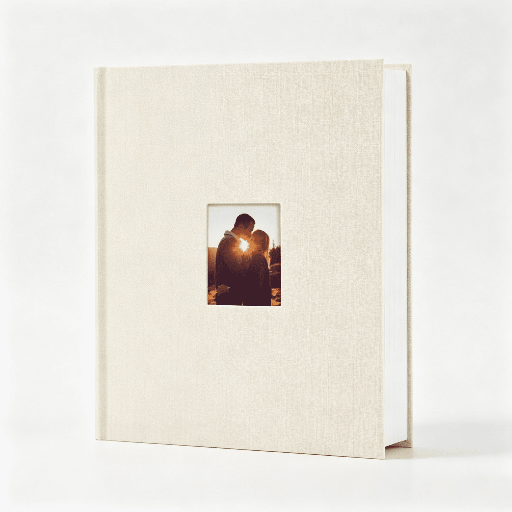 Beige Linen Hardcover Instax Mini Photo Album with Writing Space, Holds ...