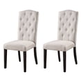 thumbnail image 1 of Beige Linen Side Chairs Set of 2 with Tufted Back and Tapered Legs for Dining, 1 of 4