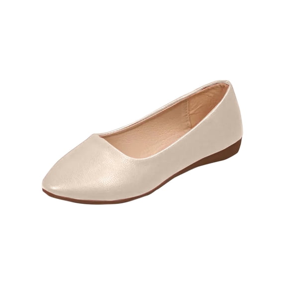 Beige Loafer Shoes For Womens Slip On Breathable Upper Round Toe Comfortable Casual Daily Walking Lightweight Flexible All Day Wear Footwear Size 38