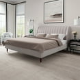 thumbnail image 1 of Beige Low Profile Upholstered Platform Bed with Wingback Headboard, Queen, 1 of 10