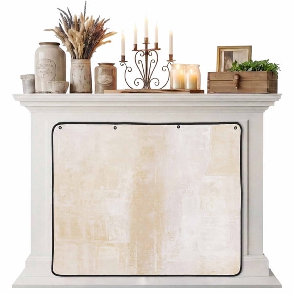 Beige Magnetic Fireplace Cover, Fireplace Draft Blocker, Retro Oil Painting Modern Abstract Art Aesthetics Fireplaces Blanket for Heat Loss/Cold Air, Fireplaces Draft Stopper Cover for Inside 45"x34"